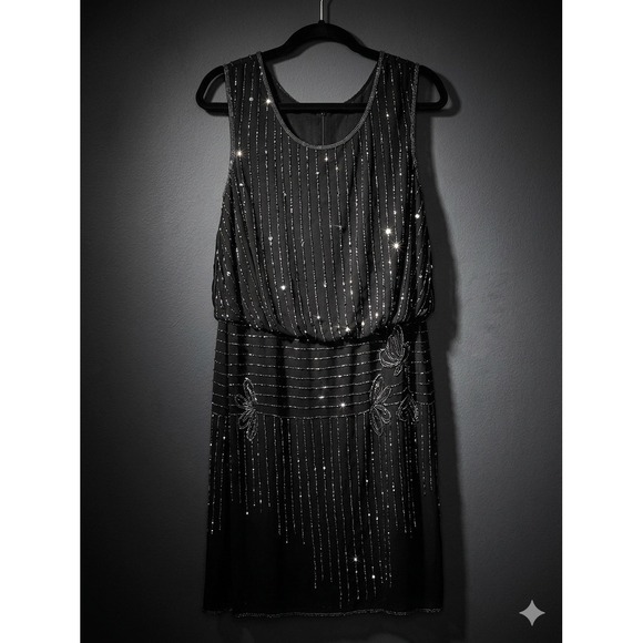 Adrianna Papell Dresses & Skirts - Adrianna Papell NWT Beaded Blouson Cocktail Dress Black 20W 191916021